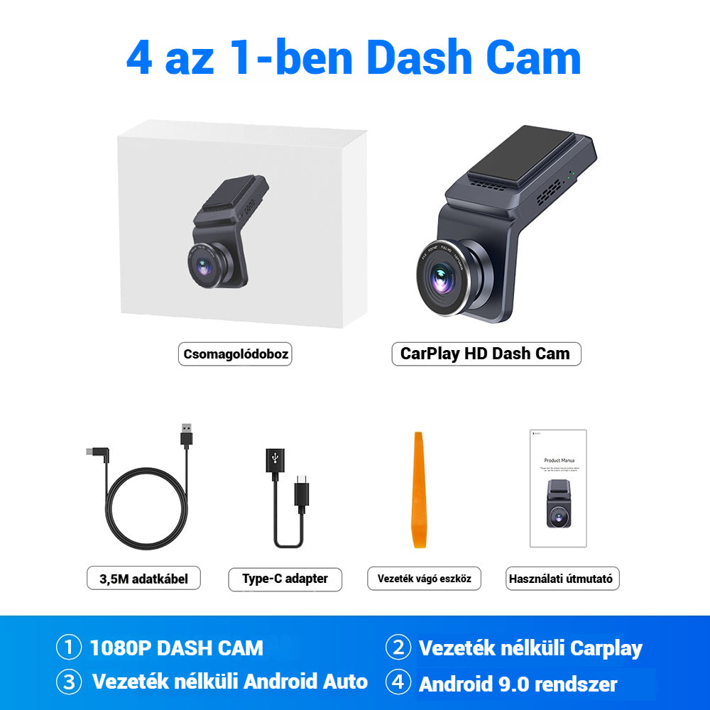 4 az 1-ben CarPlay HD DASH CAM