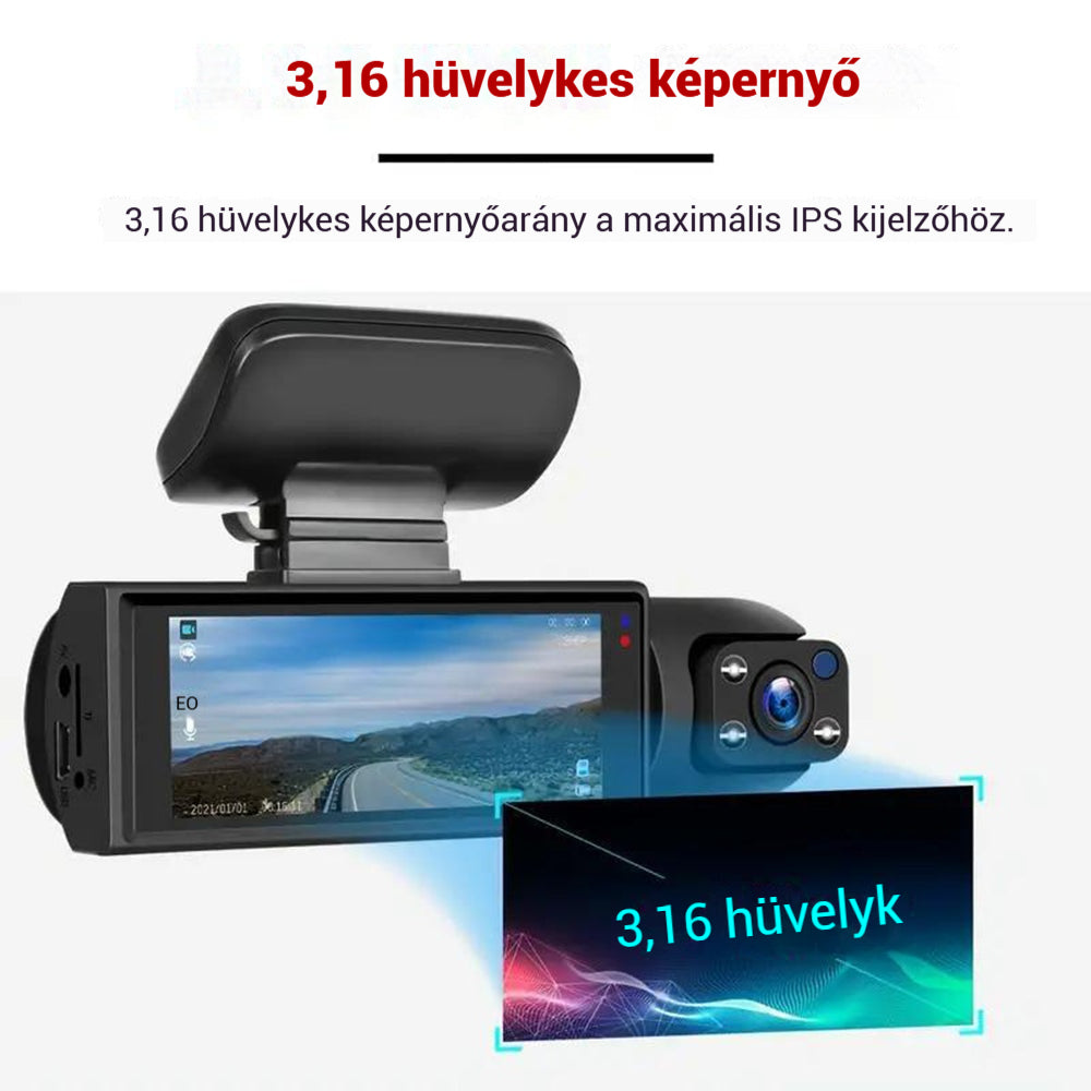 Tri-view autós kamera (elöl és hátul + belső tér)