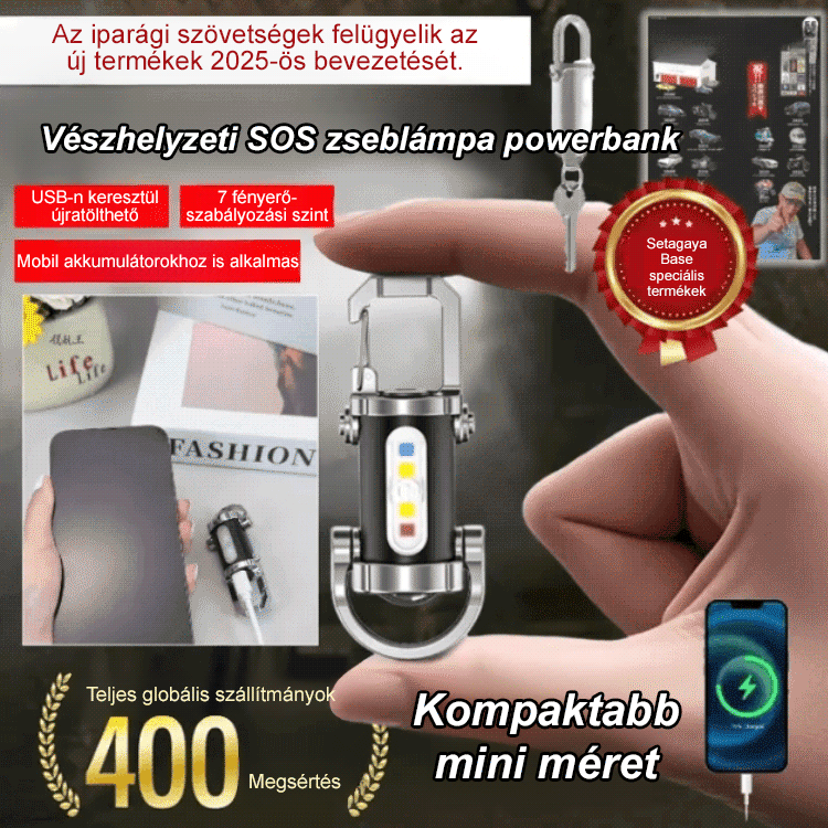 【Három az egyben többfunkciós】SOS vészhelyzeti lámpa zseblámpa