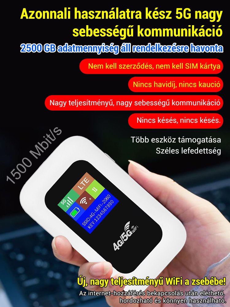 đ„ Ingyenes WIFI Ăștközben đ Ultrarövid 5G hĂĄlĂłzat đ 2500GB forgalom havonta đ Nincs havidĂj đ Nincs szerzĆdĂ©s đ Nincs szĂŒksĂ©g SIM-kĂĄrtyĂĄra.