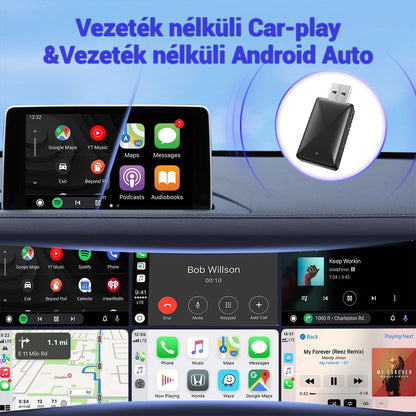 CarPlay, USB stick vezeték nélküli autós csatlakozáshoz Apple CarPlay és Android Auto használatával