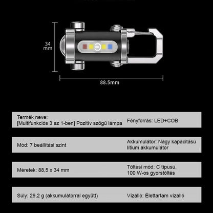 【Három az egyben többfunkciós】SOS vészhelyzeti lámpa zseblámpa