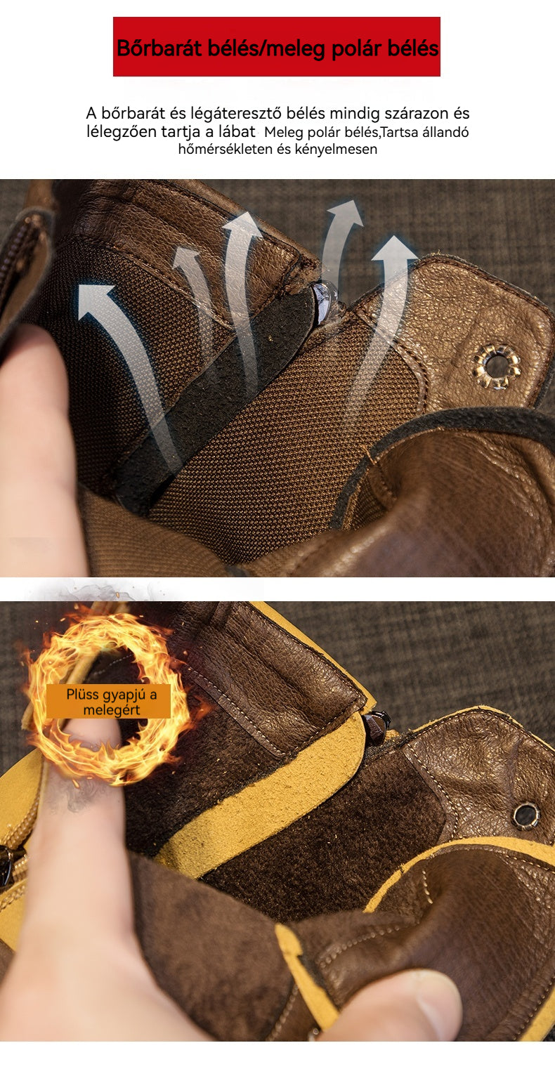 👍Pamut meleg vintage magas tetejű tehénbőr boka csizma👍